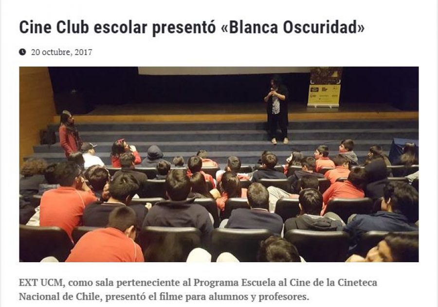 20 de octubre en Universia: “Cine Club escolar presentó «Blanca Oscuridad»”