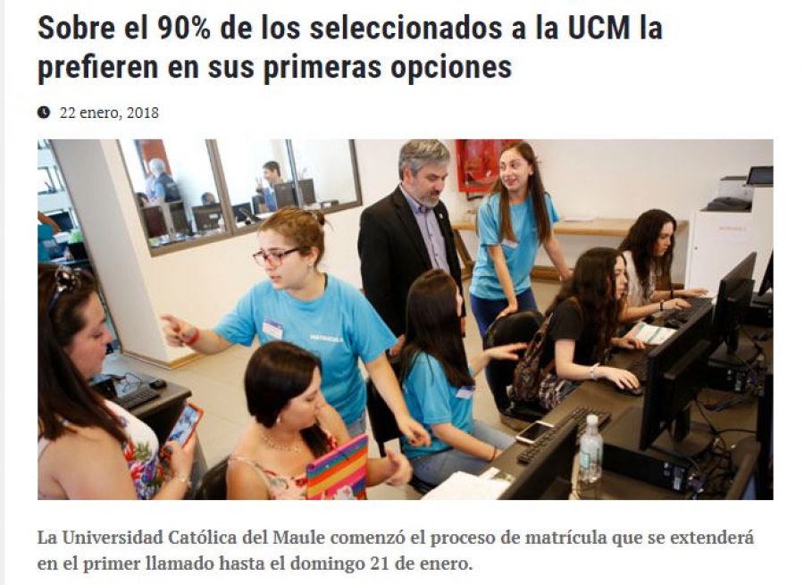 22 de enero en Universia: “Sobre el 90% de los seleccionados a la UCM la prefieren en sus primeras opciones”