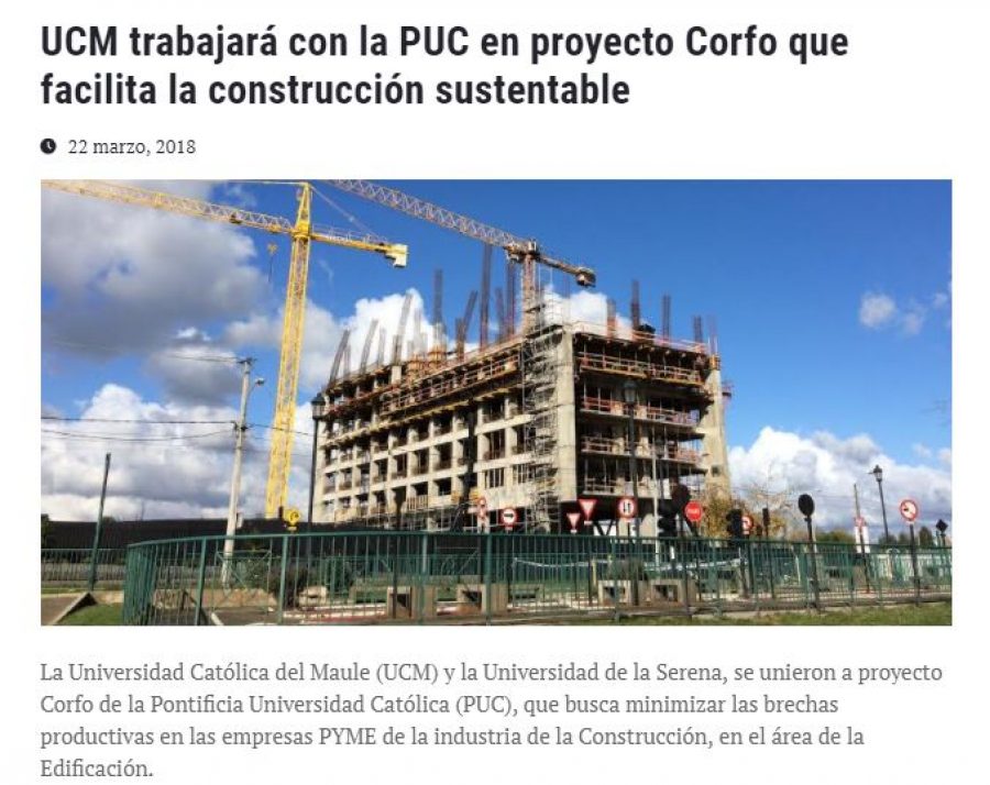 22 de marzo en Universia: “UCM trabajará con la PUC en proyecto Corfo que facilita la construcción sustentable”