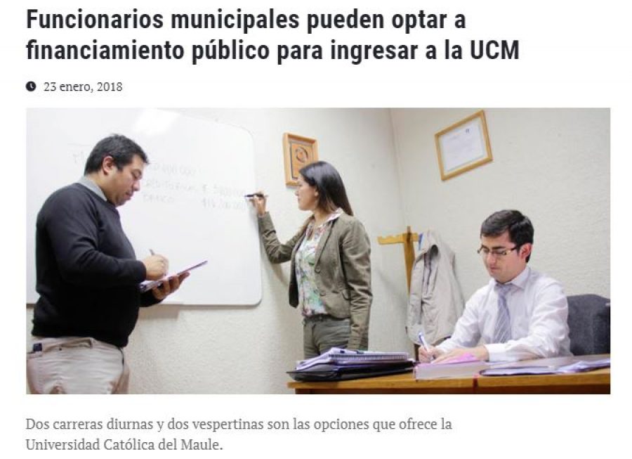 23 de enero en Universia: “Funcionarios municipales pueden optar a financiamiento público para ingresar a la UCM”