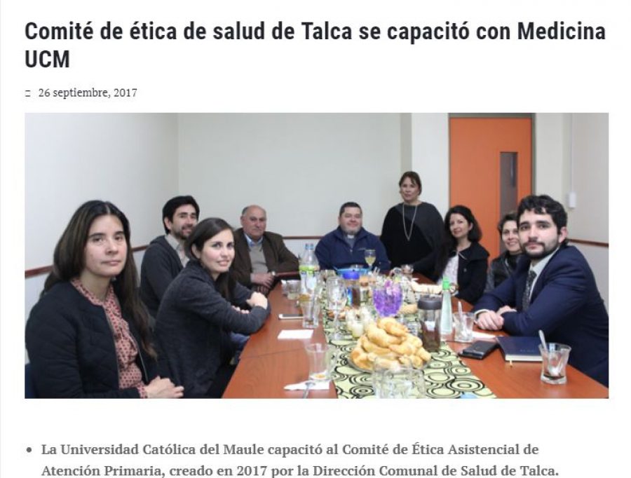 26 de septiembre en Universia: “Comité de ética de salud de Talca se capacitó con Medicina UCM”