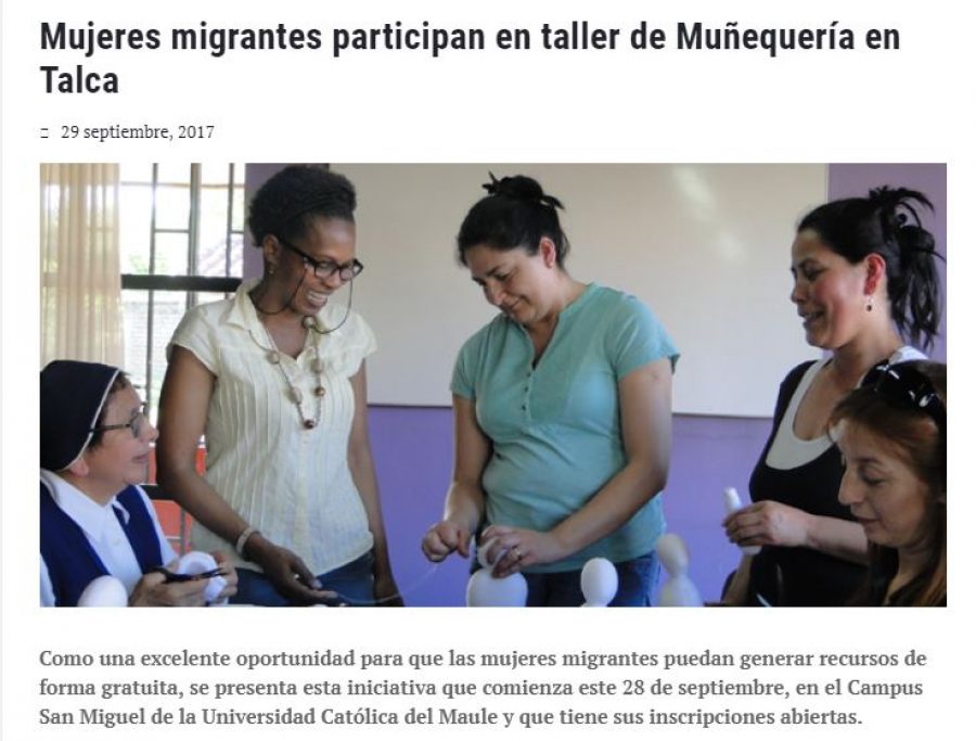 29 de septiembre en Universia: “Mujeres migrantes participan en taller de Muñequería en Talca”