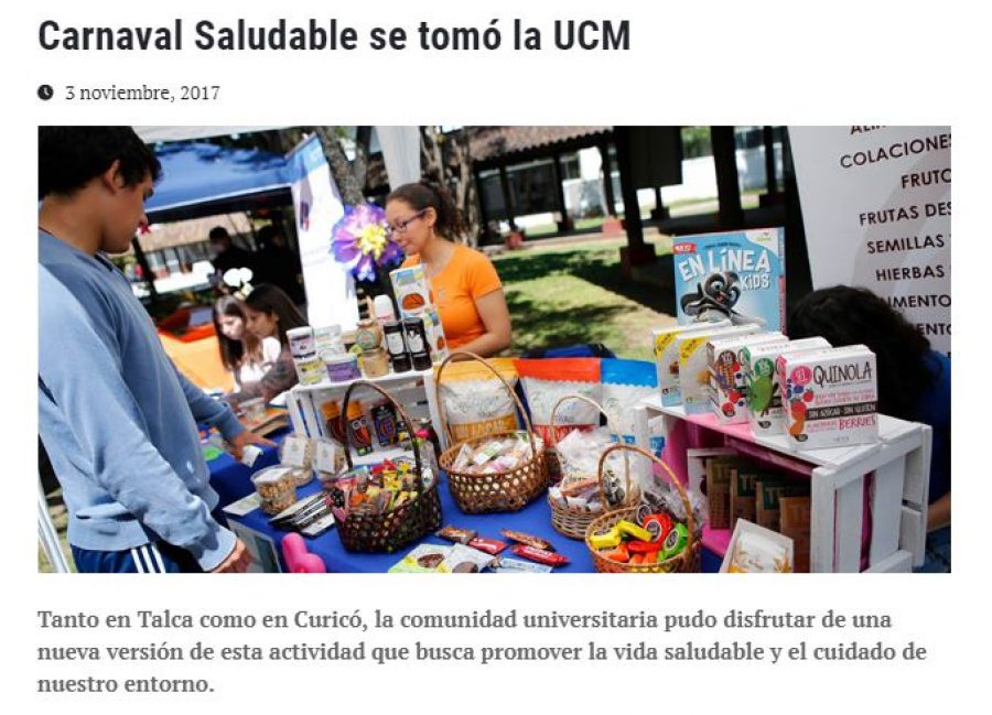 03 de noviembre en Universia: “Carnaval Saludable se tomó la UCM”