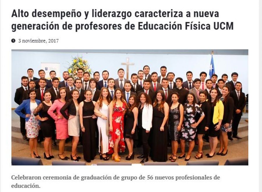 03 de noviembre en Universia: “Alto desempeño y liderazgo caracteriza a nueva generación de profesores de Educación Física UCM”