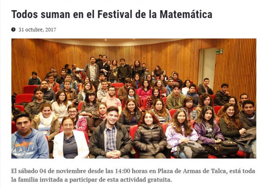 31 de octubre en Universia: “Todos suman en el Festival de la Matemática”