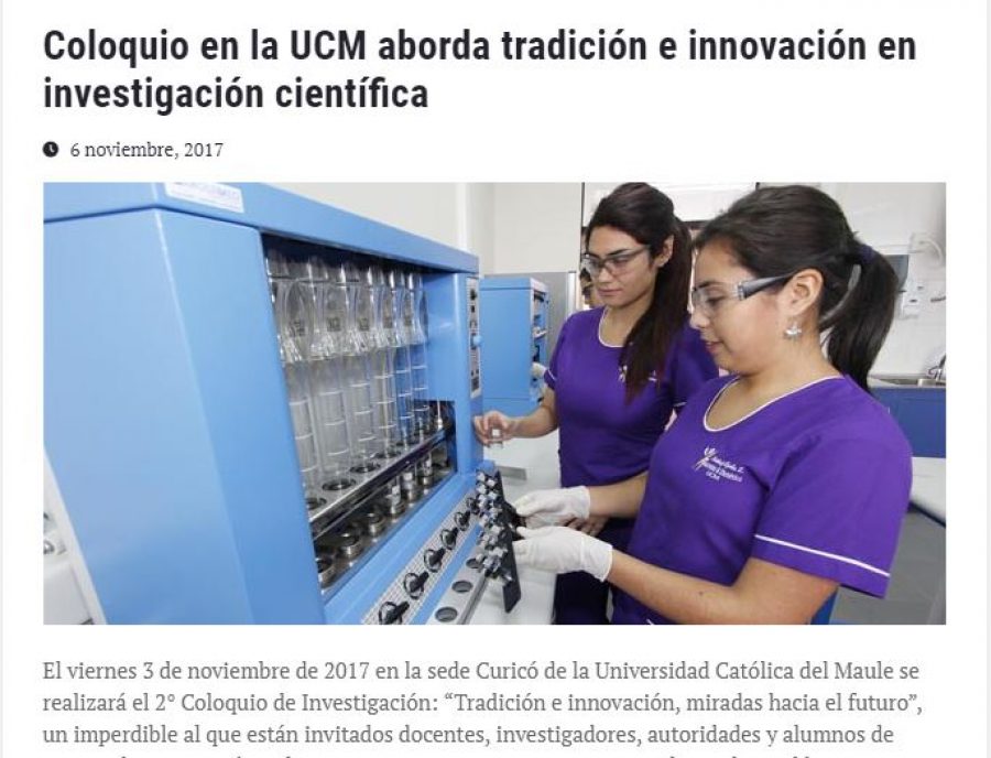 06 de noviembre en Universia: “Coloquio en la UCM aborda tradición e innovación en investigación científica”