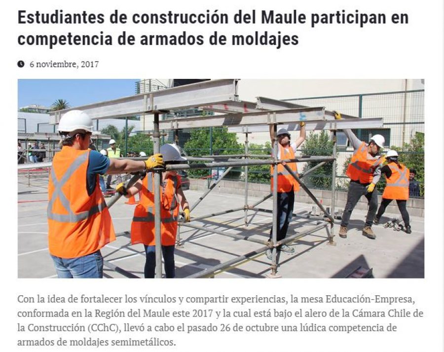 06 de noviembre en Universia: “Estudiantes de construcción del Maule participan en competencia de armados de moldajes”