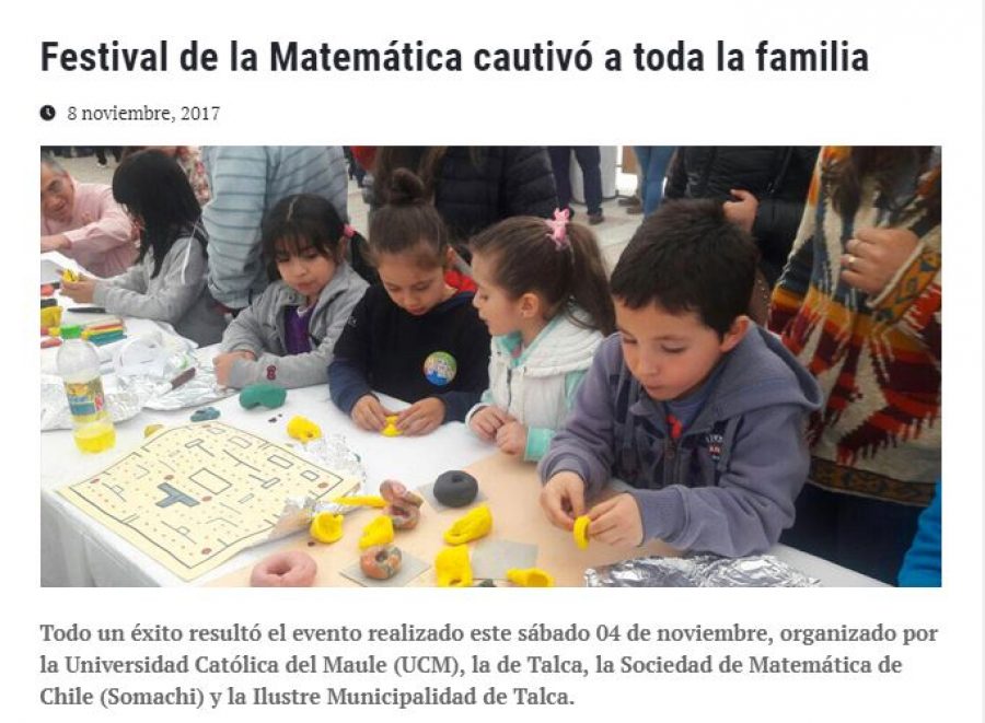 08 de noviembre en Universia: “Festival de la Matemática cautivó a toda la familia”