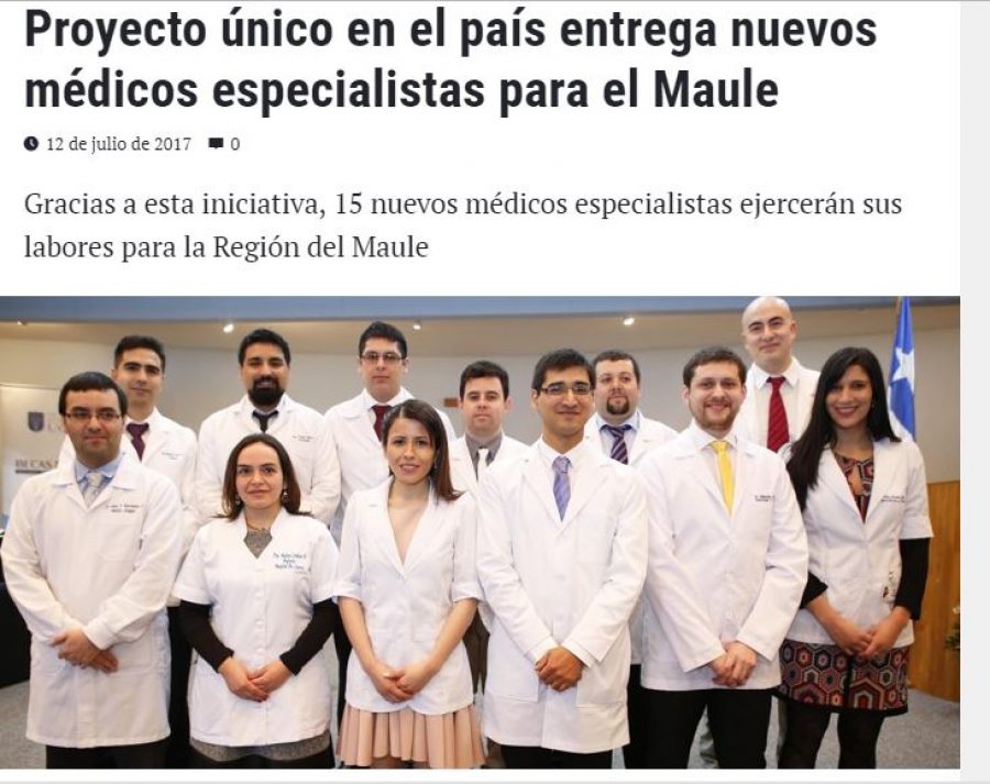 12 de julio en Universia: “Proyecto único en el país entrega nuevos médicos especialistas para el Maule”
