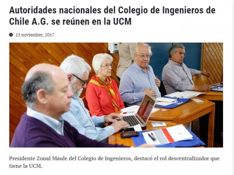 15 de noviembre en Universia: “Autoridades nacionales del Colegio de Ingenieros de Chile A.G. se reúnen en la UCM”