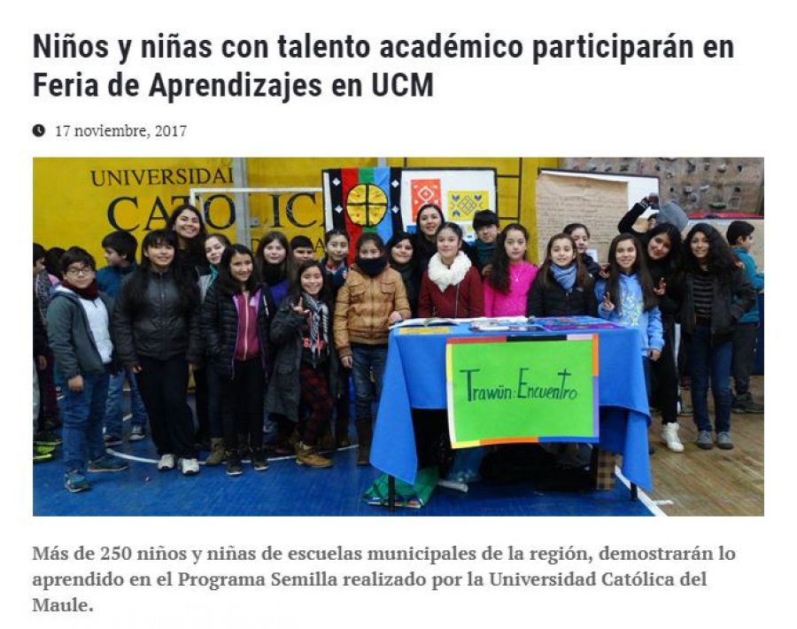 17 de noviembre en Universia: “Niños y niñas con talento académico participarán en Feria de Aprendizajes en UCM”