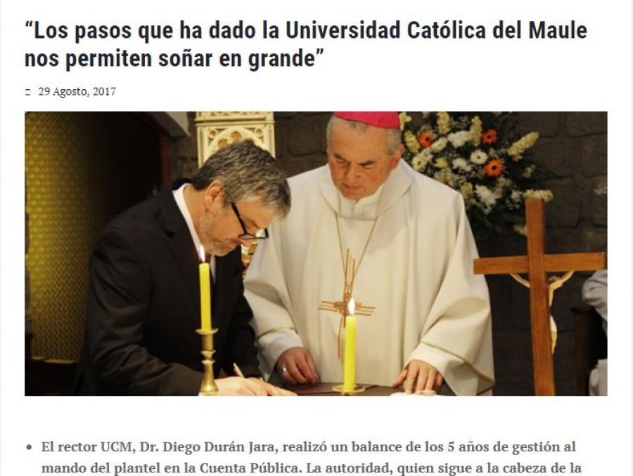 29 de agosto en Universia: “Los pasos que ha dado la Universidad Católica del Maule nos permiten soñar en grande”