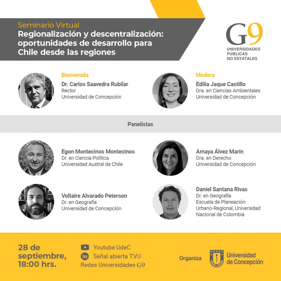 seminario virtual “Regionalización y descentralización: oportunidades de desarrollo para Chile desde las regiones”