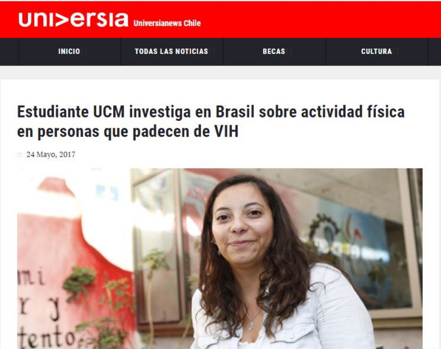 24 de mayo en Universia: “Estudiante UCM investiga en Brasil sobre actividad física en personas que padecen de VIH”