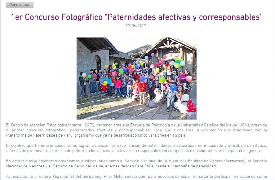 22 de junio en Panorama Noticias: “1er Concurso Fotográfico “Paternidades afectivas y corresponsables”