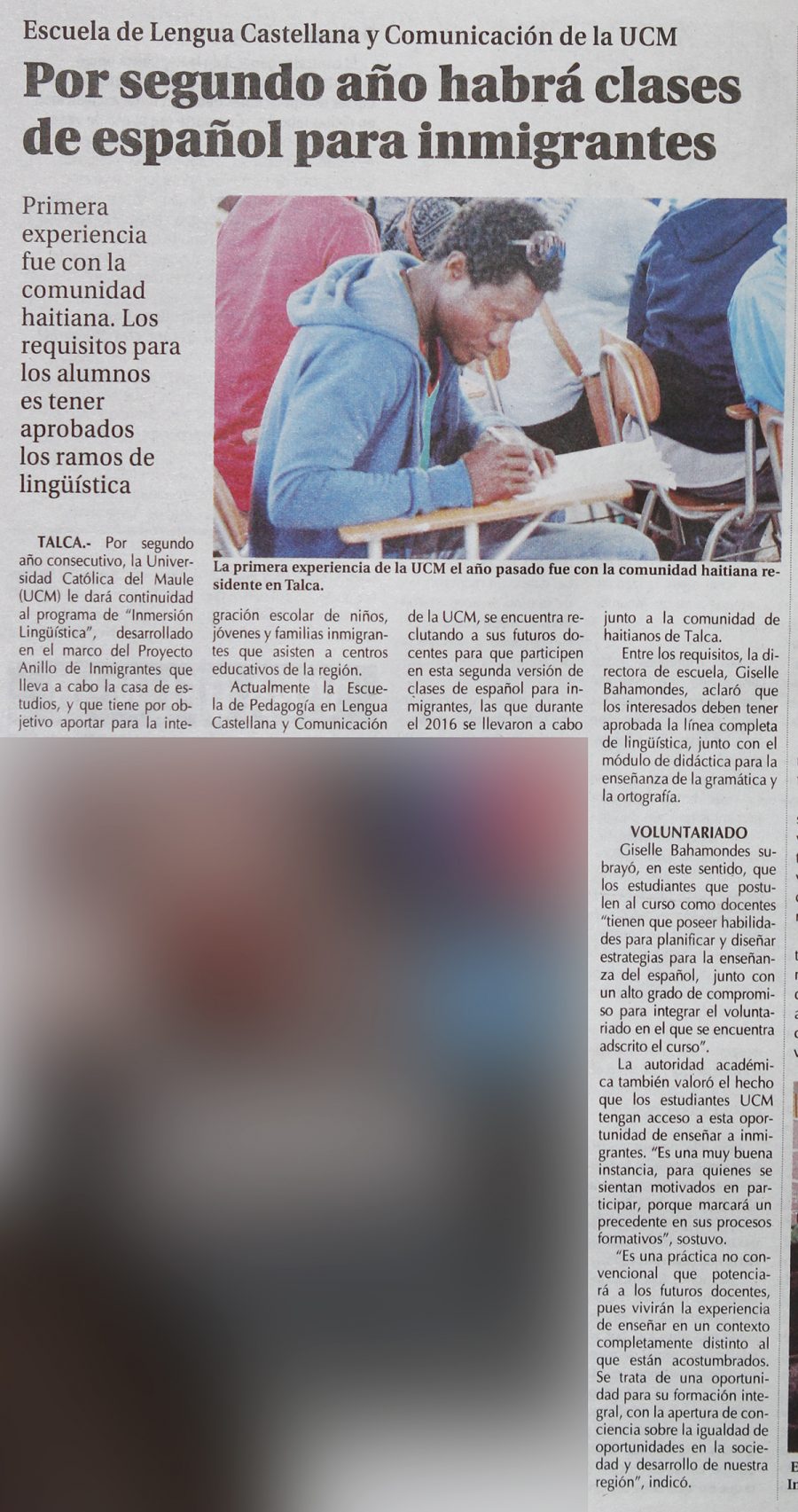 02 de abril en Diario El Centro: “Por segundo año habrá clases de español para inmigrantes”