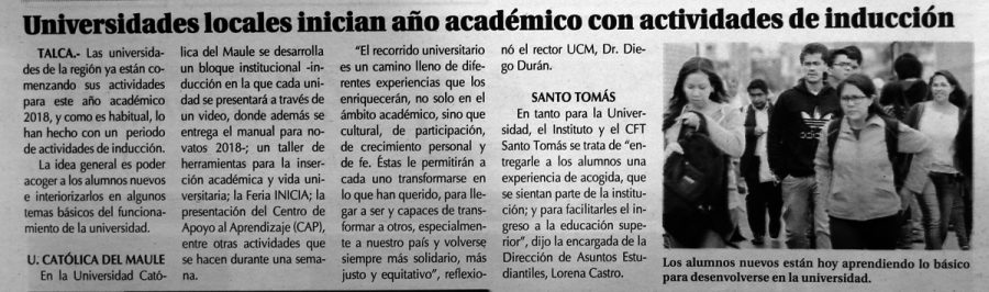 02 de marzo en Diario El Centro: “Universidades locales inician año académico con actividades de inducción”