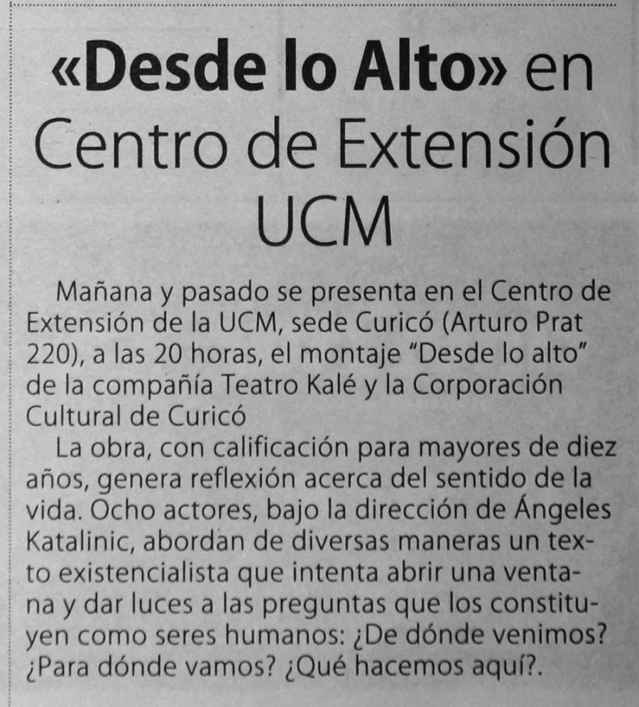 04 de enero en Diario El Centro: “Desde lo Alto en Centro de Extensión UCM”
