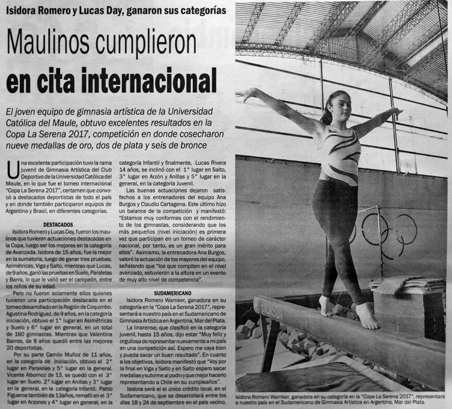 04 de septiembre en Diario El Centro: “Maulinos cumplieron en cita internacional”
