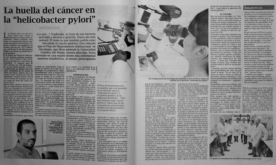 07 de mayo en Diario El Centro: “La huella del cáncer en la “helicobacter pylori”