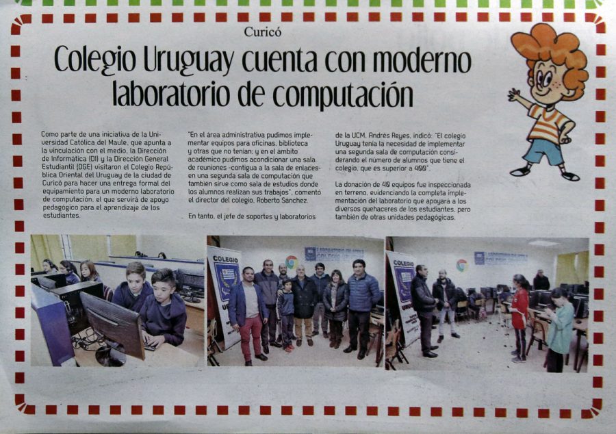 09 en Diario El Centro: “Colegio Uruguay cuenta con moderno laboratorio de computación”