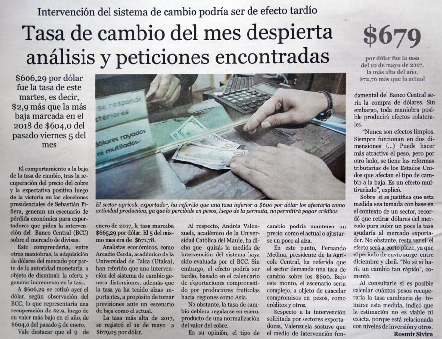 10 de enero en Diario El Centro: “Tasa de cambio del mes despierta análisis y peticiones encontradas”