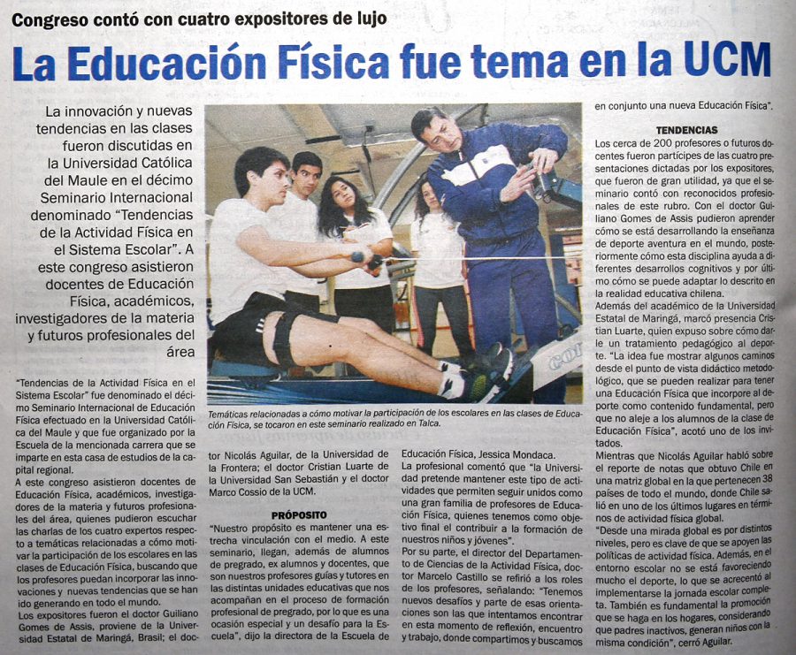 12 de mayo en Diario El Centro: “La Educación Física fue tema en la UCM”