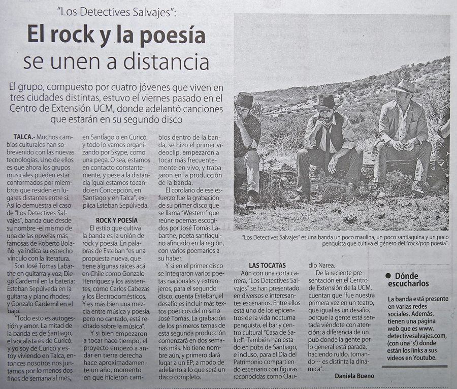 13 de junio en Diario El Centro: “El rock y la poesía se unen a distancia”