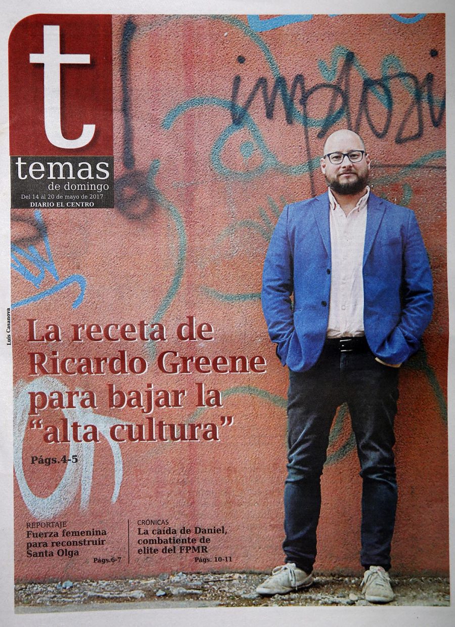 14 de mayo en Diario El Centro: “La receta de Ricardo Greene para bajar la “alta cultura”