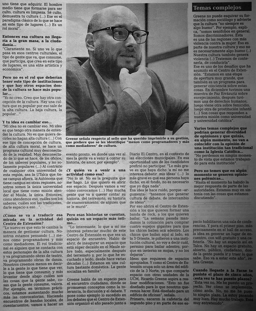 14 de mayo en Diario El Centro: “EXT UCM y cultura”