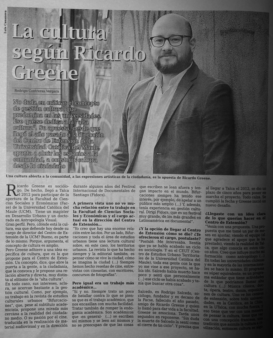 14 de mayo en Diario El Centro: “La cultura según Ricardo Greene”