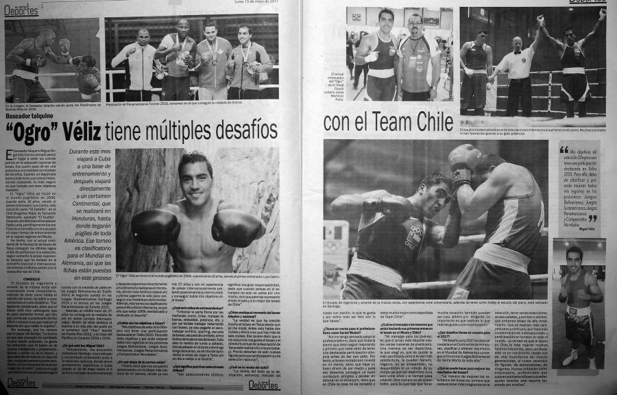 15 de mayo en Diario El Centro: “Ogro” Véliz tiene múltiples desafíos con el Team Chile”