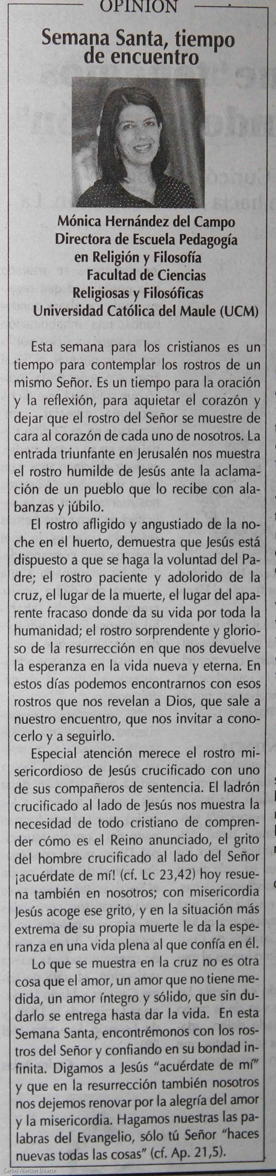 16 de abril en Diario El Centro: “Semana Santa, tiempo de encuentro”