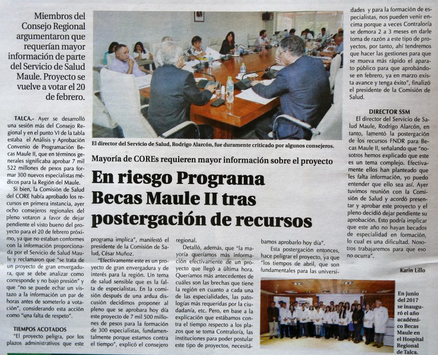 17 de enero en Diario El Centro: “En riesgo Programa Becas Maule II tras postergación de recursos”