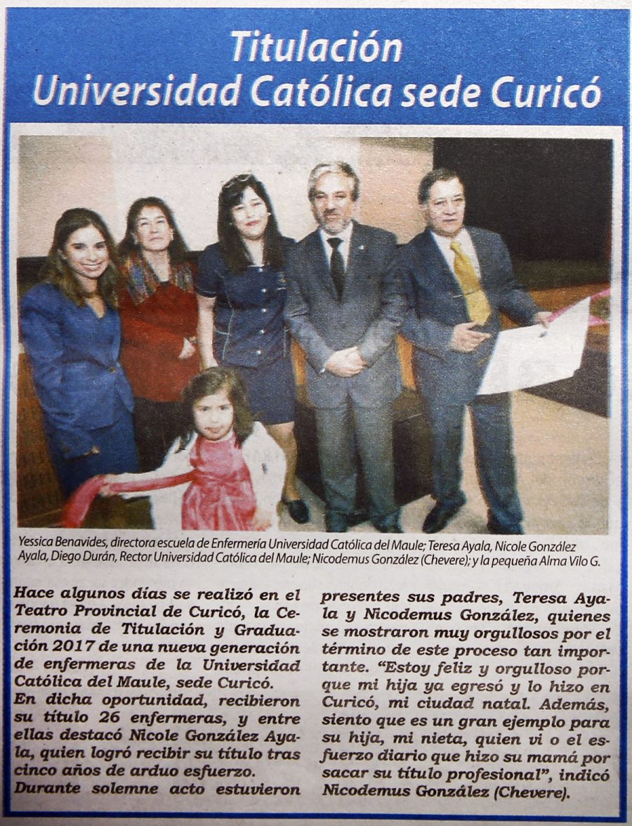 17 de junio en Diario El Centro: “Titulación Universidad Católica sede Curicó”