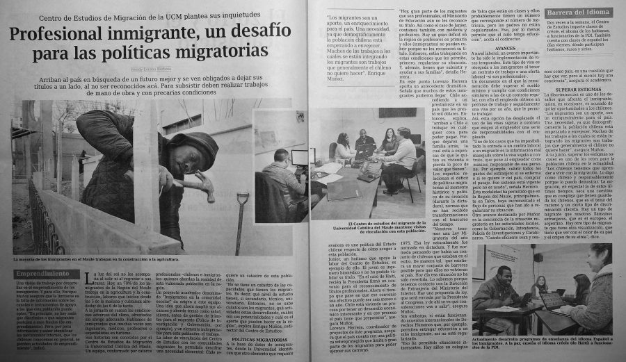 18 de junio en Diario El Centro: “Profesional inmigrante, un desafío para las políticas migratorias”