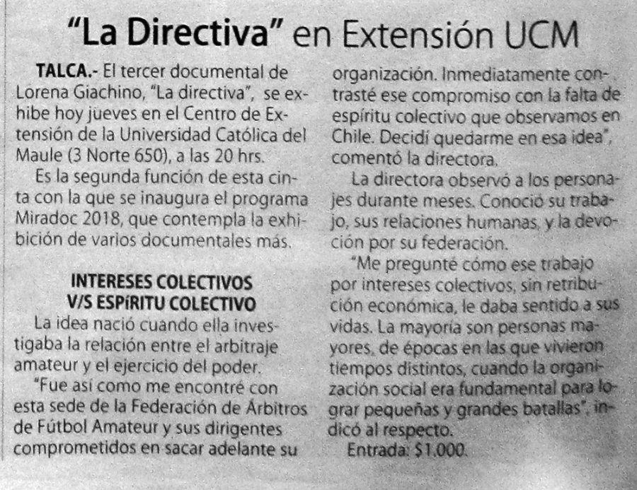 19 de abril en Diario El Centro: “La Directiva en Extensión UCM”