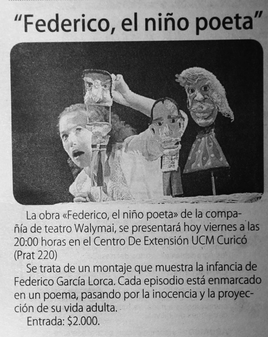 19 de mayo en Diario El Centro: “Federico, el niño poeta”