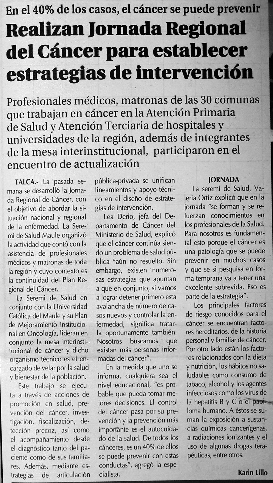 19 de junio en Diario El Centro: “Realizan Jornada Regional del Cáncer para establecer estrategias de intervención”