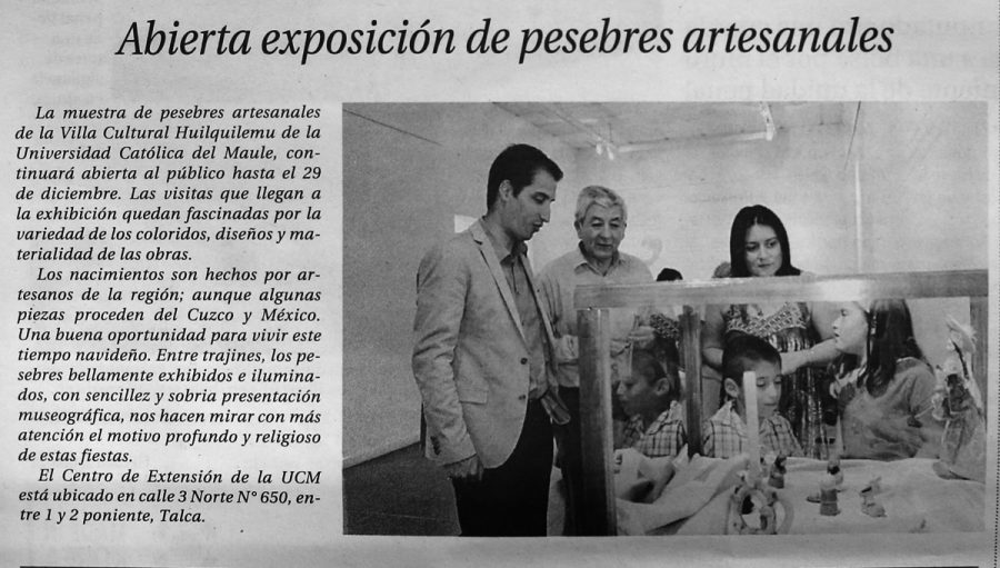 22 de diciembre en Diario El Centro: “Abierta exposición de pesebres artesanales”