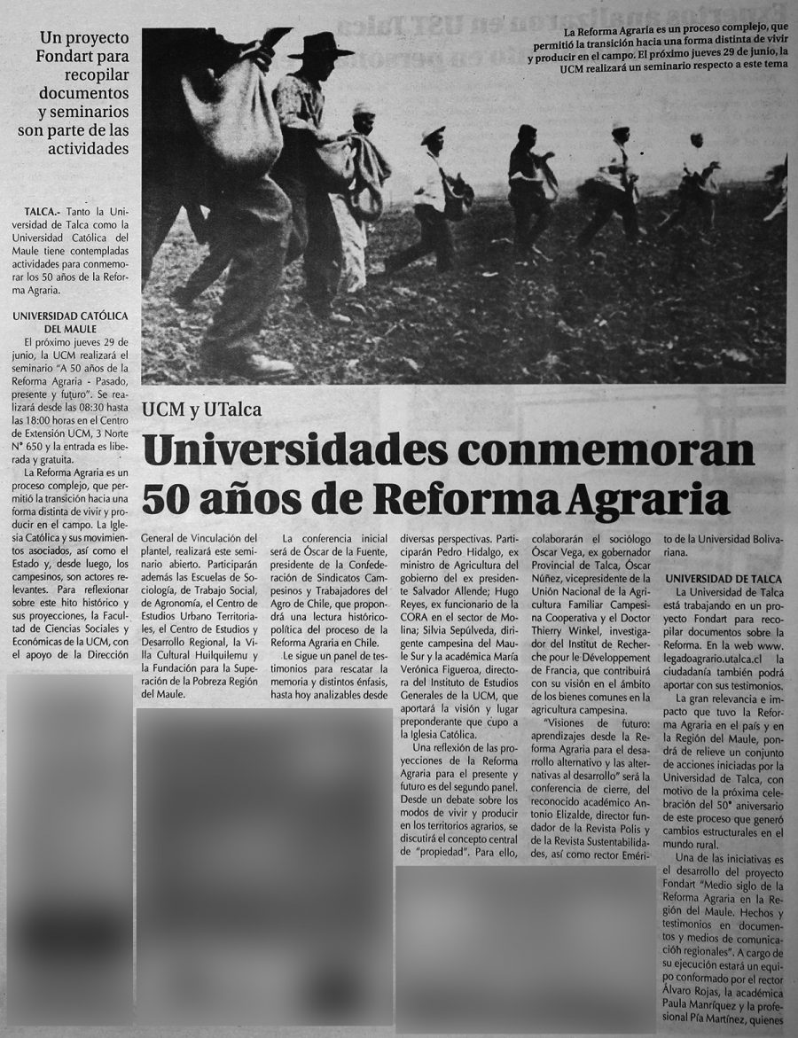 23 de junio en Diario El Centro: “Universidades conmemoran 50 años de Reforma Agraria”