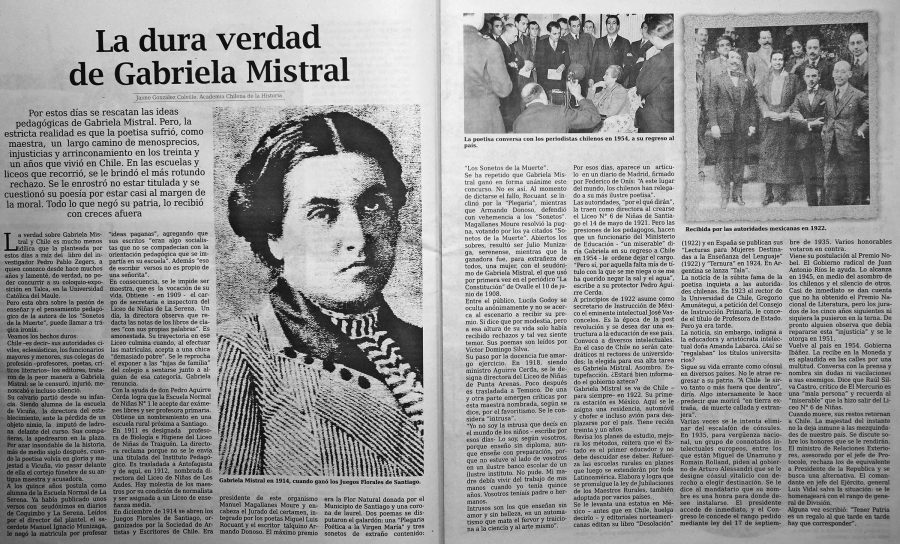 23 de junio en Diario El Centro: “La dura verdad de Gabriela Mistral”