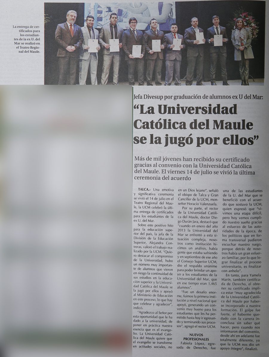 23 de julio en Diario El Centro: “La Universidad Católica del Maule se la jugó por ellos”