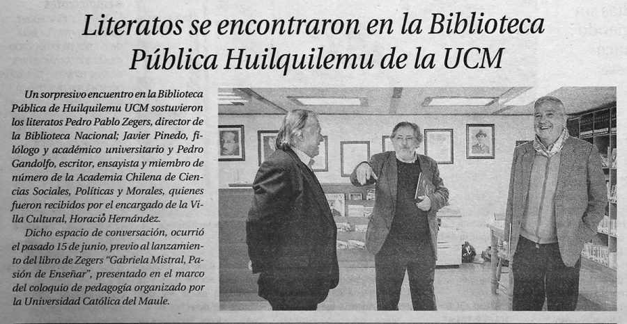 24 de junio en Diario El Centro: “Literatos se encontraron en la Biblioteca Pública Huilquilemu de la UCM”