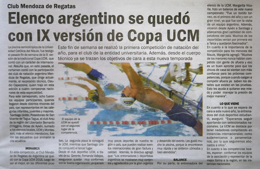 25 de abril en Diario El Centro: “Elenco argentino se quedó con IX versión de Copa UCM”