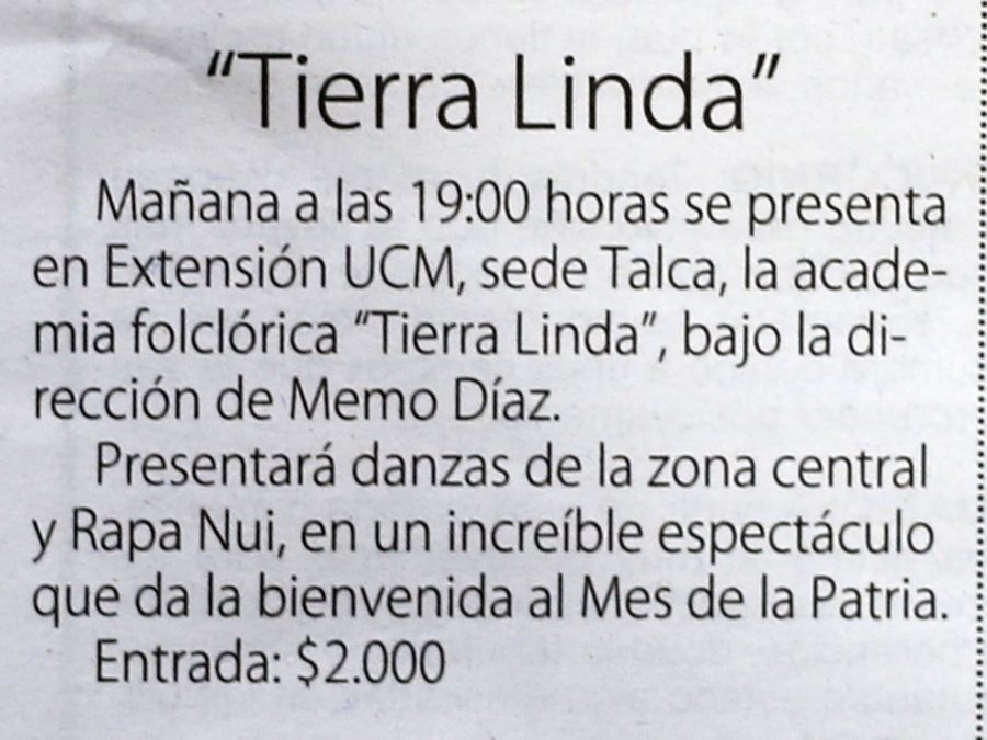 25 de agosto en Diario El Centro: “Tierra Linda”