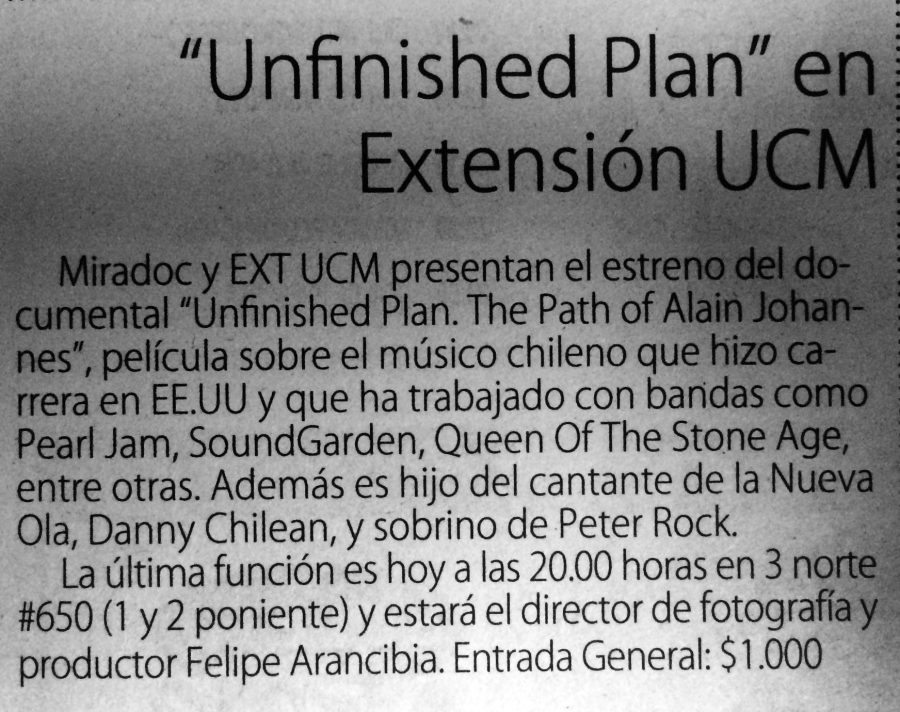 27 de julio en Diario El Centro: “Unfinished Plan en Extensión UCM”