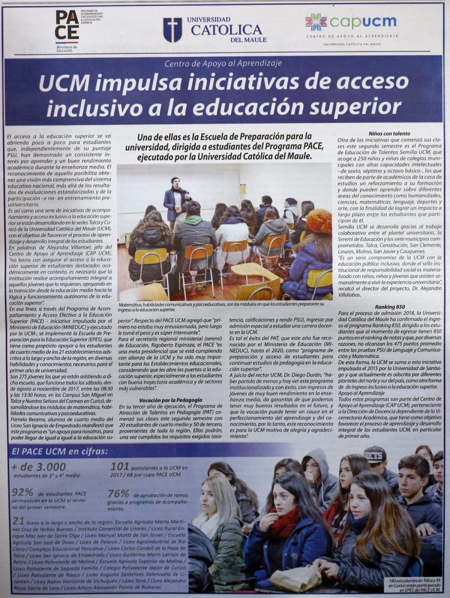 27 de agosto en Diario El Centro: “UCM impulsa iniciativas de acceso inclusivo a la educación superior” (pagado)