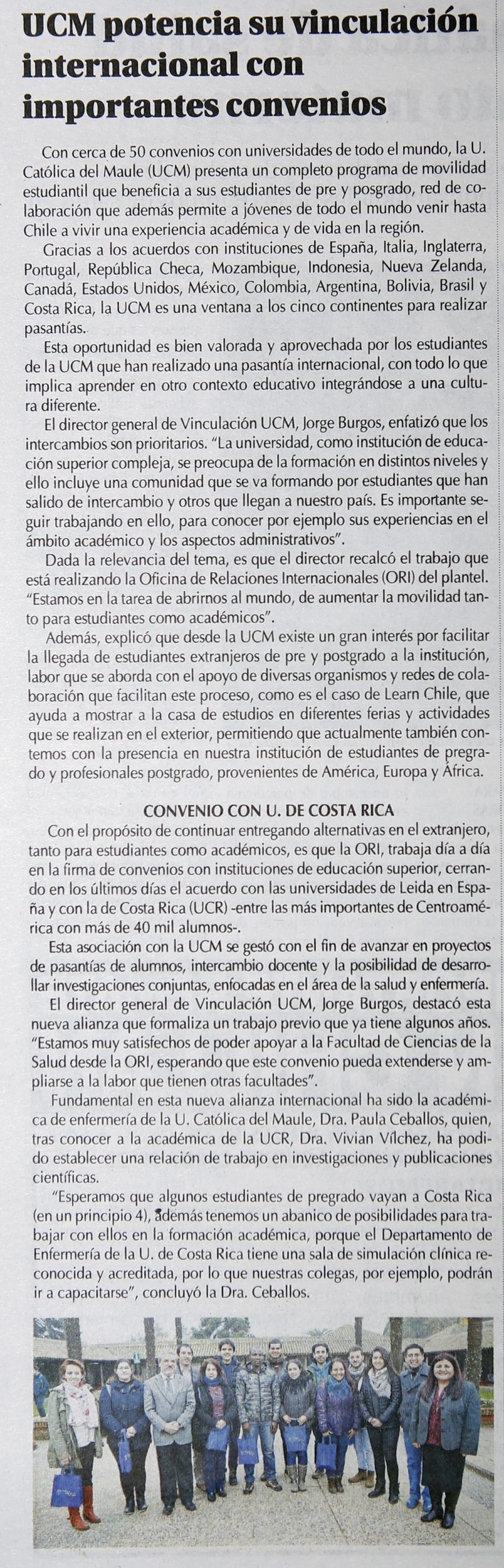 28 de mayo en Diario El Centro: “UCM potencia vinculación internacional con importantes convenios”
