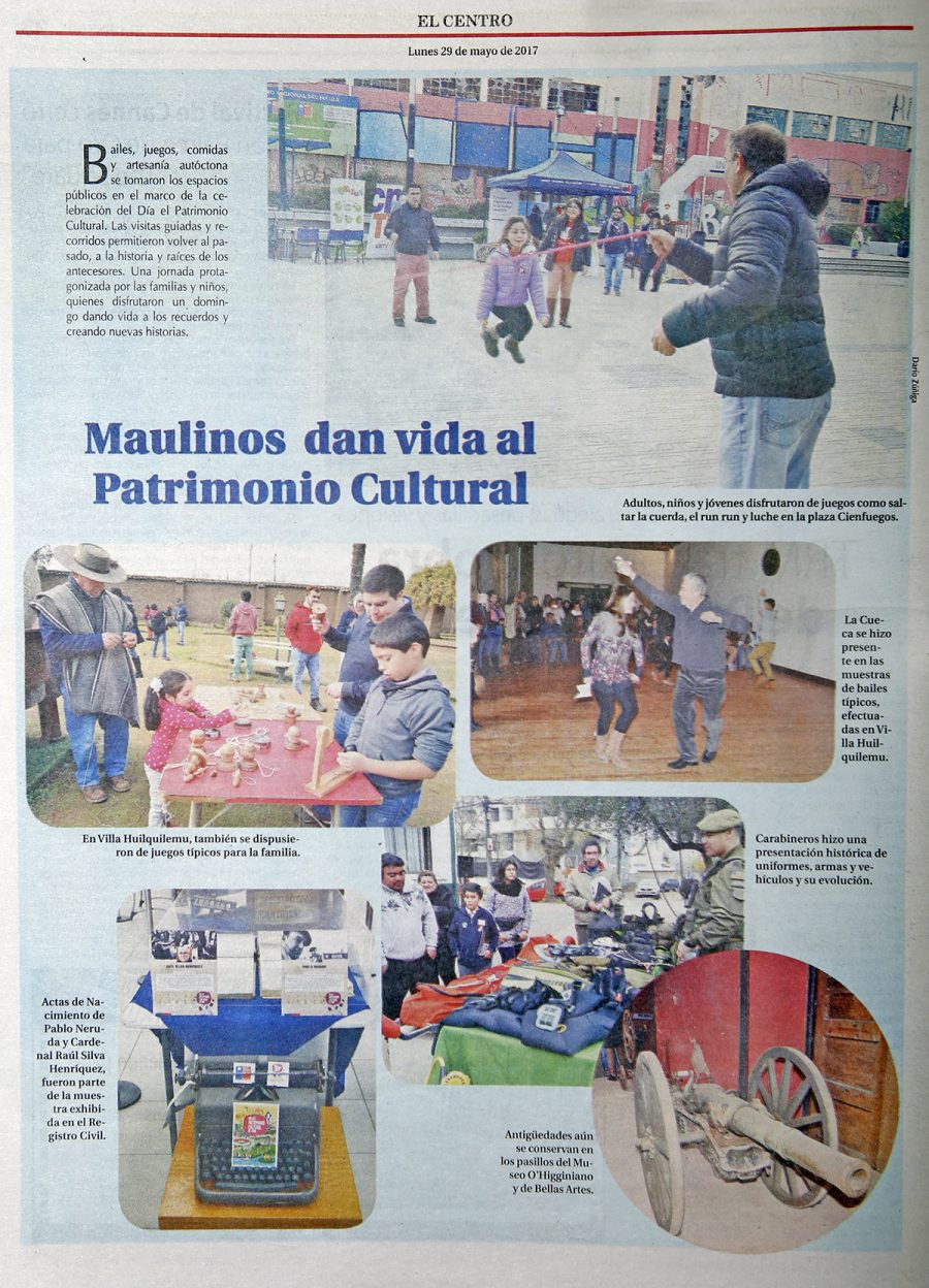 29 de mayo en Diario El Centro: “Maulinos dan vida al Patrimonio Cultural”